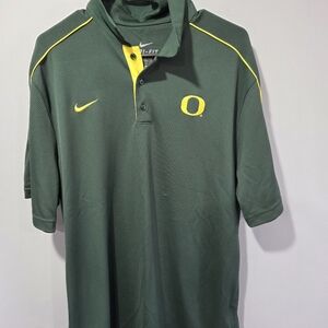 Nike Dri-FIT Oregon Ducks Polo Shirt L Green Yellow Team Gear Game DayTiny pul